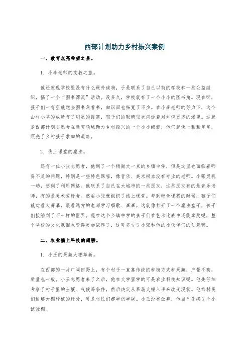 西部计划助力乡村振兴案例