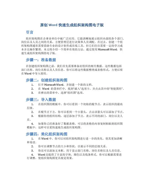 原创word快速生成组织架构图电子版