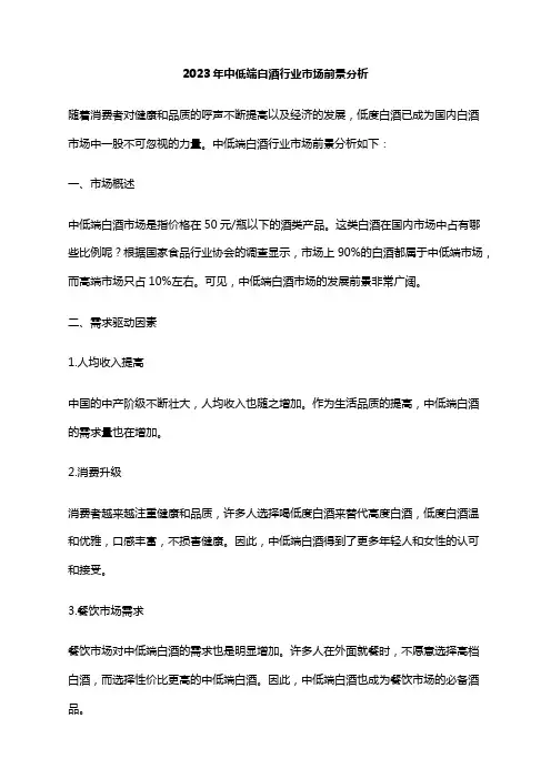 2023年中低端白酒行业市场前景分析