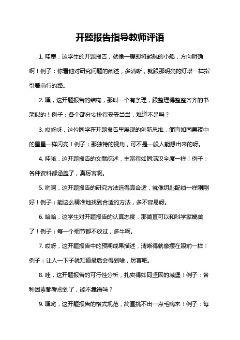 开题报告指导教师评语