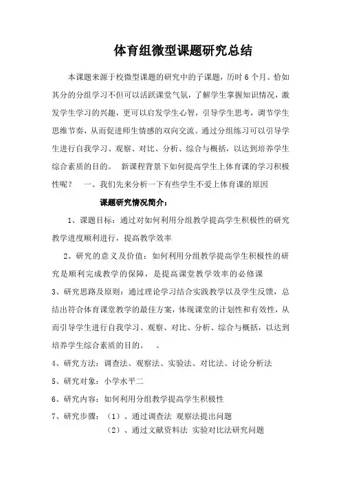 体育组微型课题研究总结