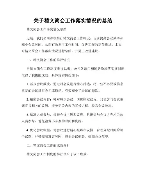关于精文简会工作落实情况的总结