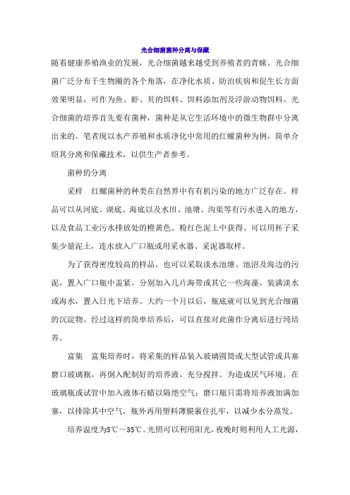 光合细菌菌种分离与保藏