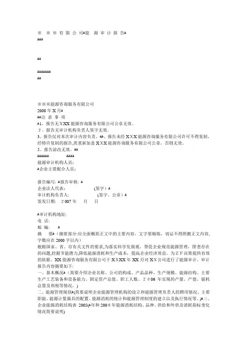 能源审计报告(范本1)