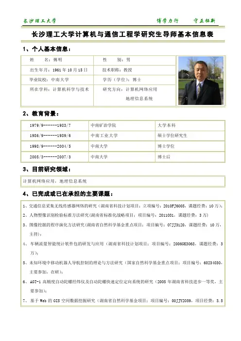 长沙理工大学计算机与通信工程学研究生导师基本信息表