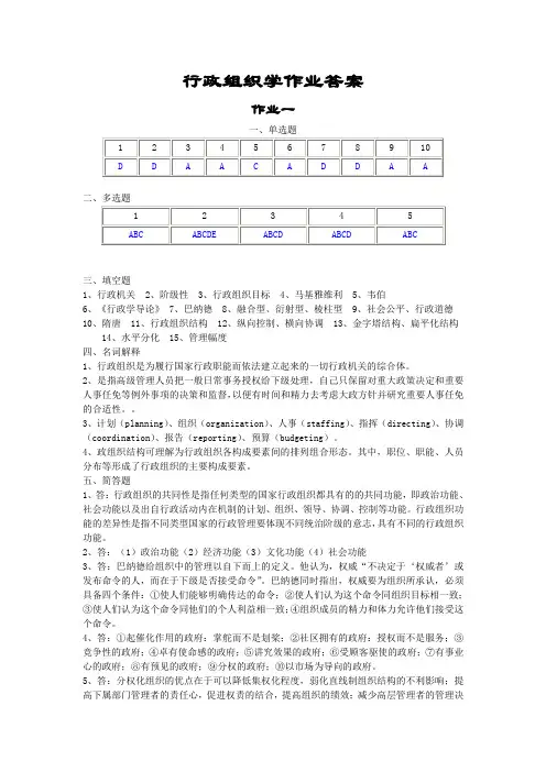 行政组织学作业答案