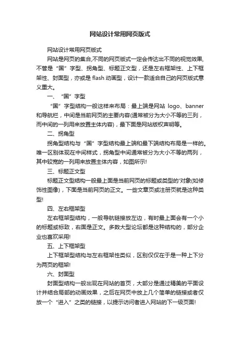 网站设计常用网页版式