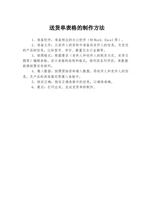 送货单表格的制作方法