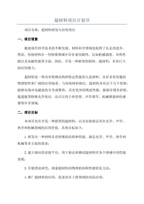 超材料项目计划书