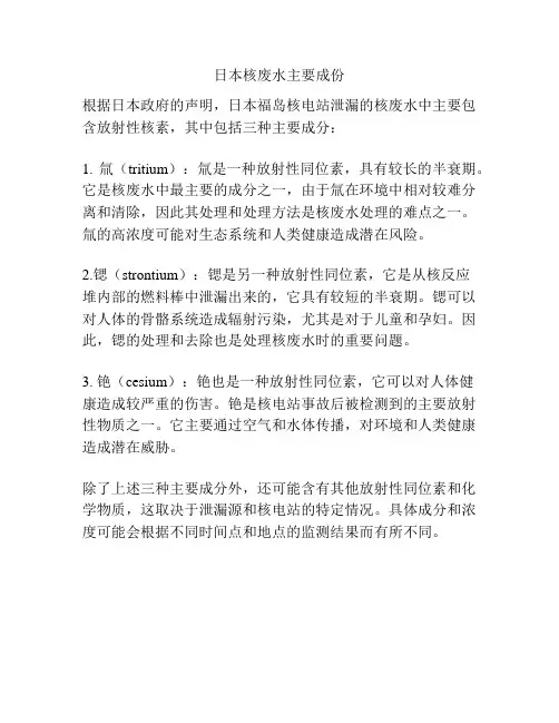 日本核废水主要成份