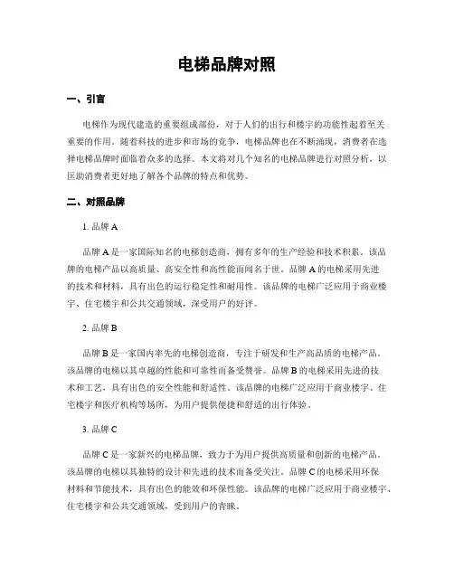 电梯品牌对比