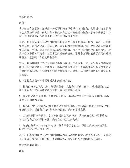 会议打瞌睡检讨书范文
