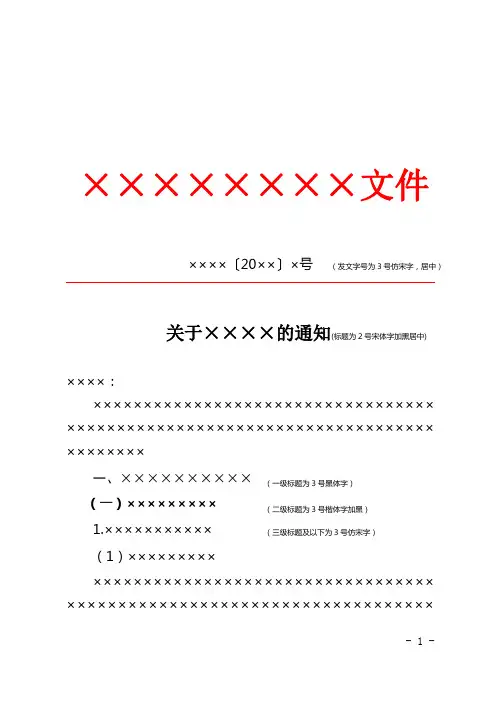红头文件发文模版(下行文)