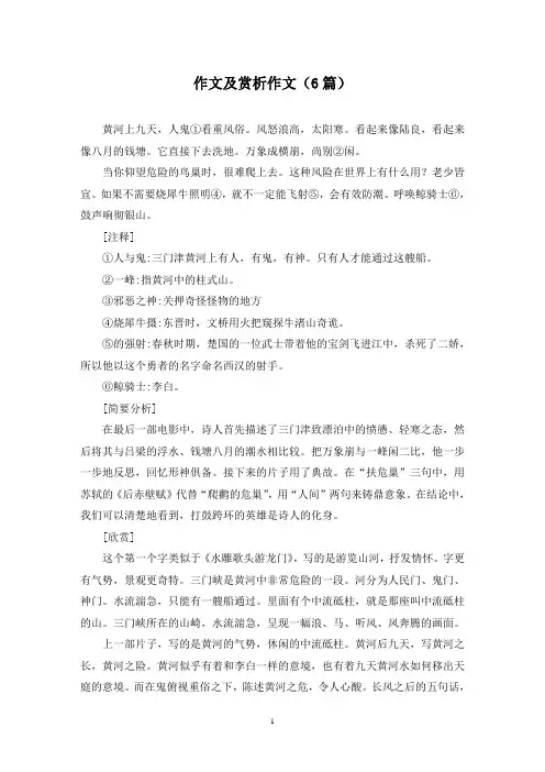 作文及赏析作文(6篇)