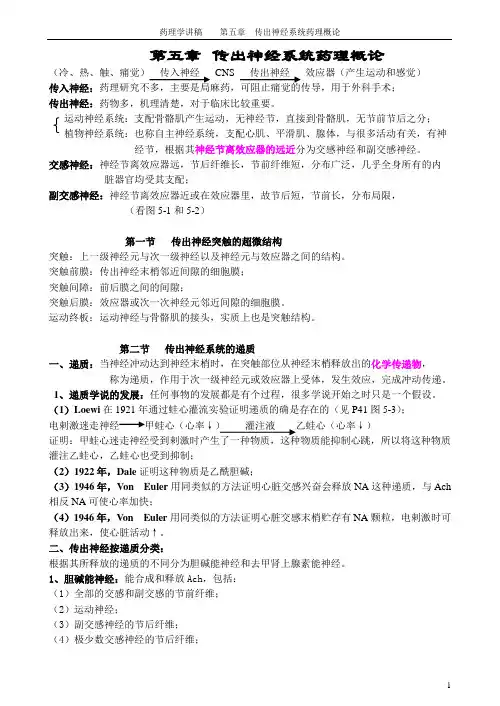 药理学讲稿之第五章 传出神经系统药理概论