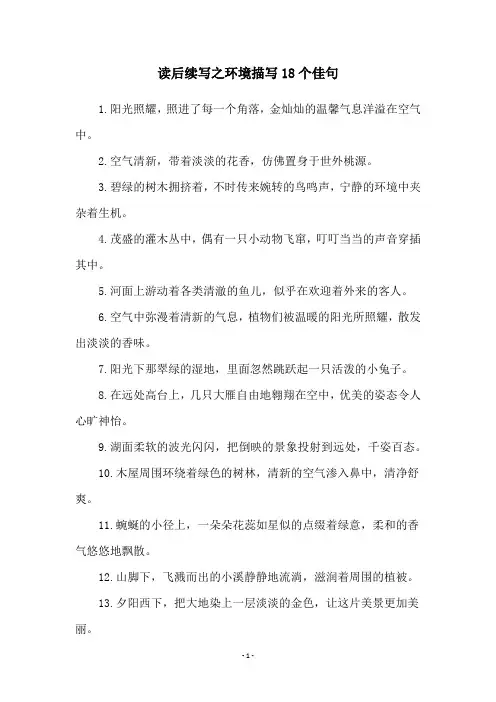 读后续写之环境描写18个佳句