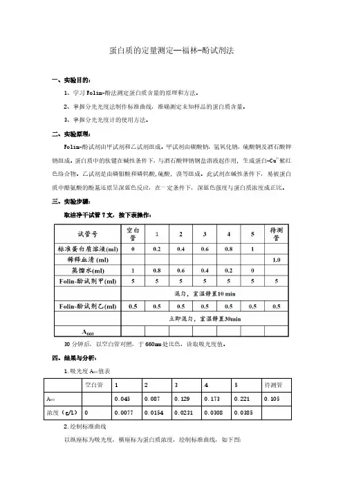 蛋白质的定量测定—福林-酚试剂法
