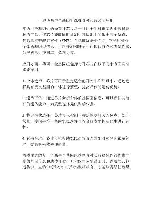 一种华西牛全基因组选择育种芯片及其应用