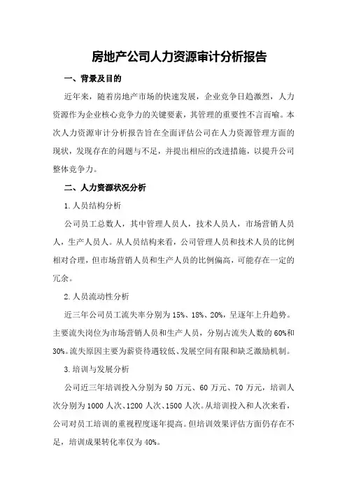 房地产公司人力资源审计分析报告