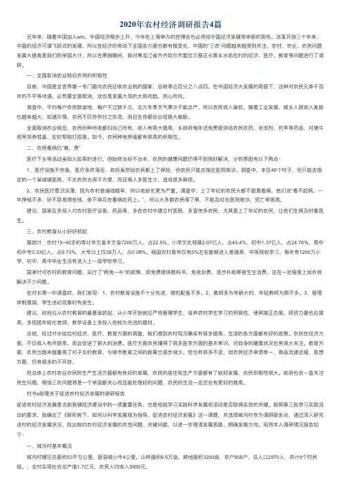 2020年农村经济调研报告4篇