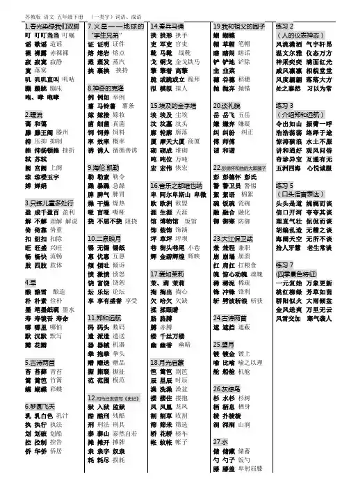 苏教版语文五年级下册一类字组词