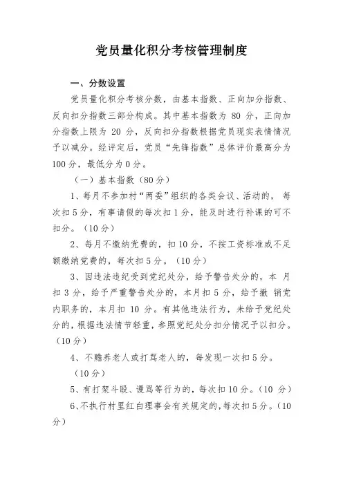 党员量化积分考核制度