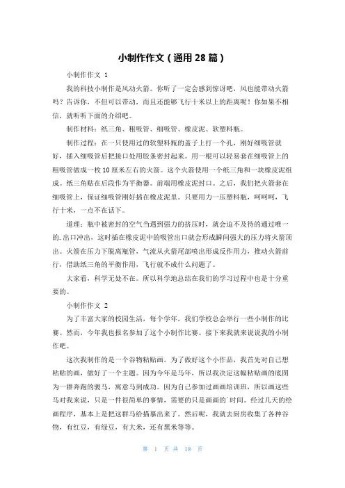 小制作作文(通用28篇)