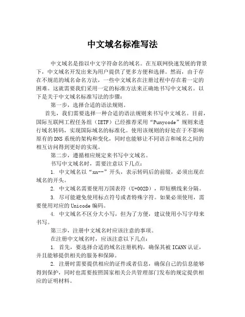 中文域名标准写法