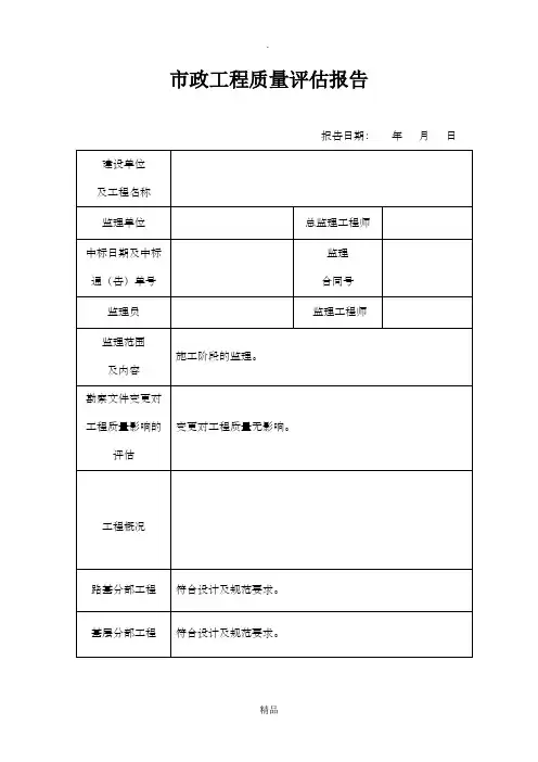 市政工程质量评估报告(样本)