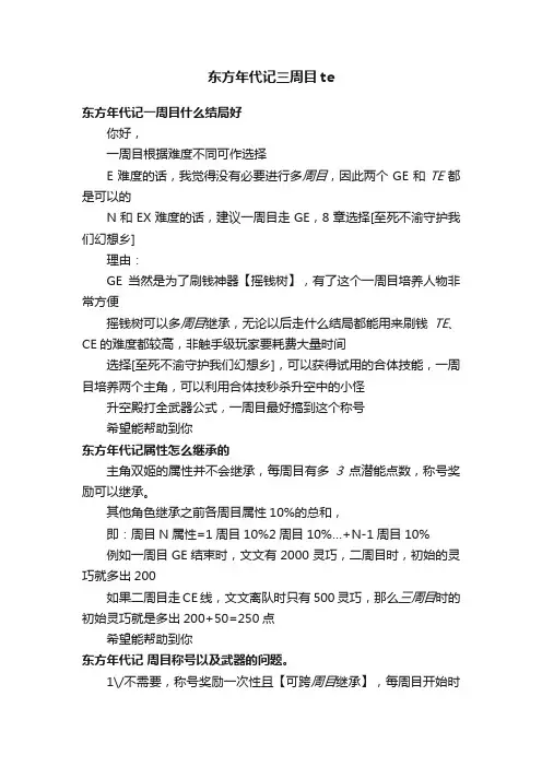 东方年代记三周目te