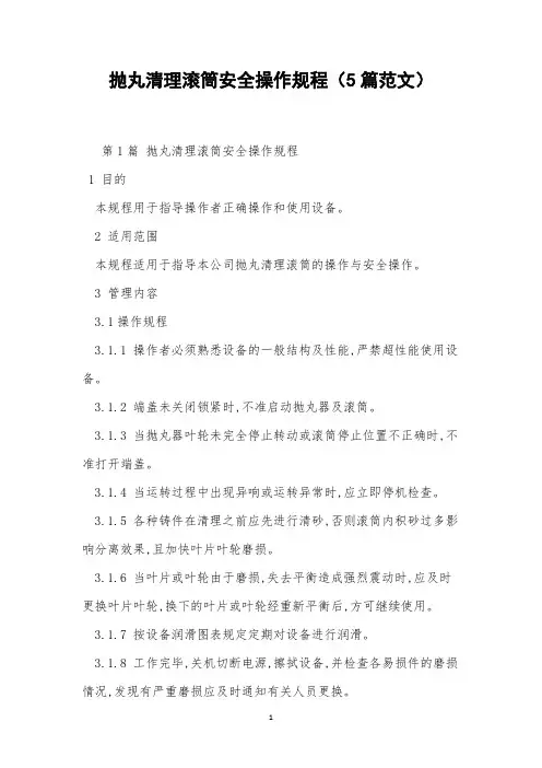 抛丸清理滚筒安全操作规程(5篇范文)
