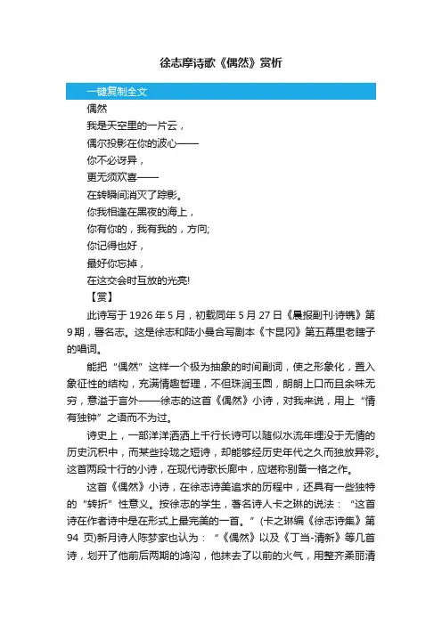 徐志摩诗歌《偶然》赏析