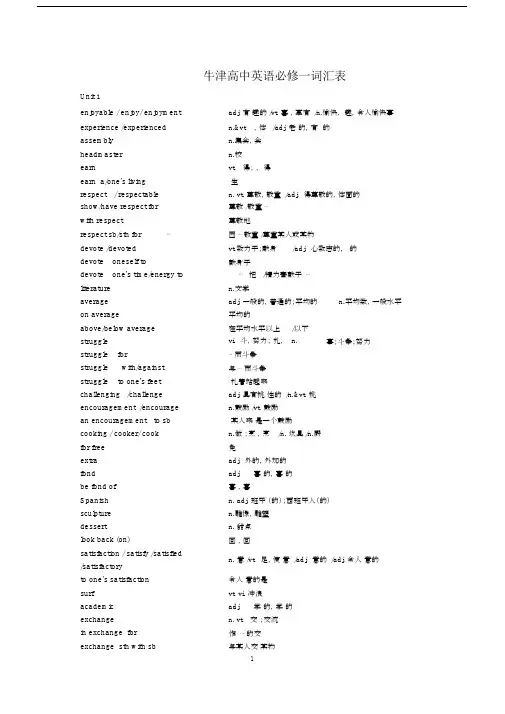 (完整word版)苏教版高一英语必修一单词.doc