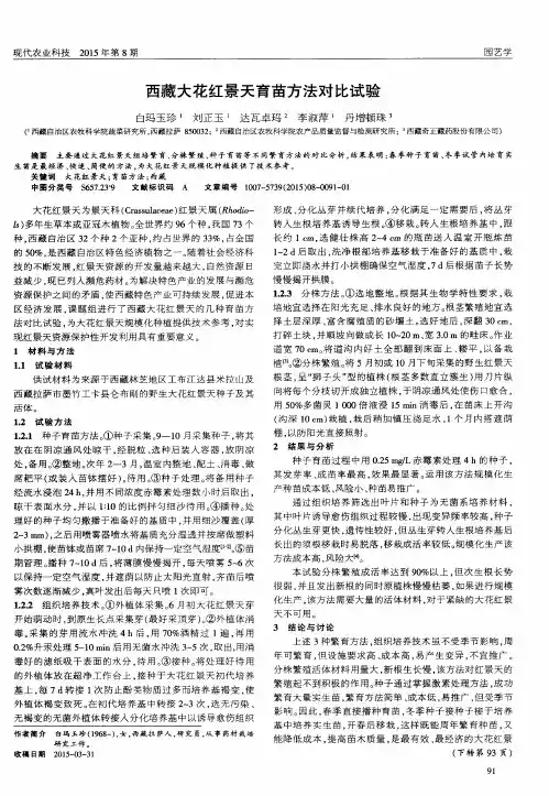 西藏大花红景天育苗方法对比试验