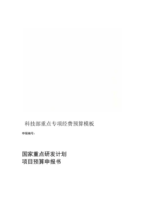 科技部重点专项经费预算模板