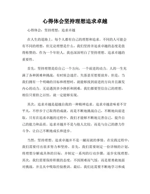 心得体会坚持理想追求卓越