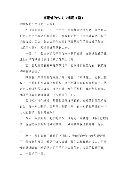 抓蝴蝶的作文(通用4篇)