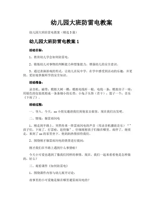 幼儿园大班防雷电教案