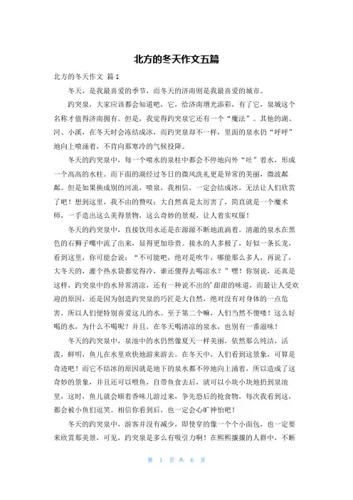 北方的冬天作文五篇