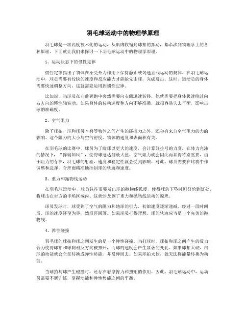 羽毛球运动中的物理学原理