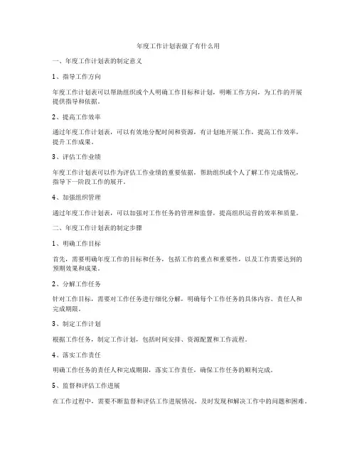 年度工作计划表做了有什么用