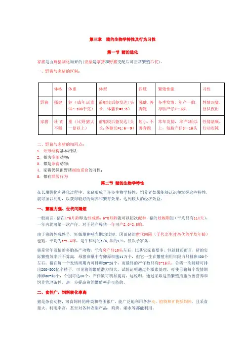 猪的生物学特点