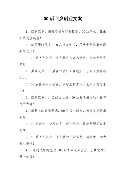 00后回乡创业文案