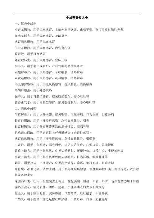 中成药分类大全