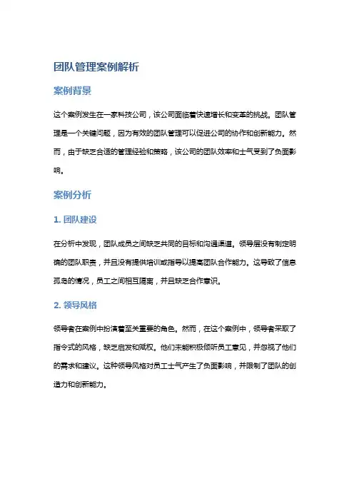 团队管理案例解析