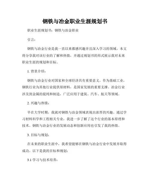 钢铁与冶金职业生涯规划书