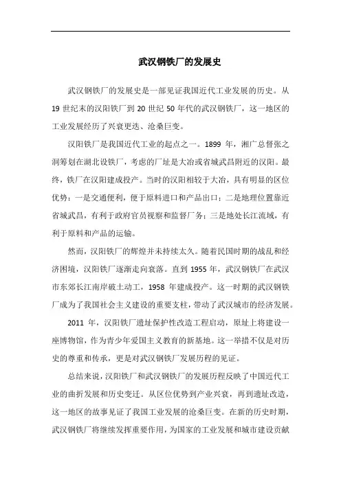 武汉钢铁厂的发展史