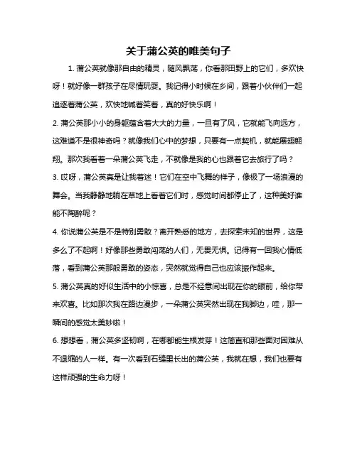 关于蒲公英的唯美句子