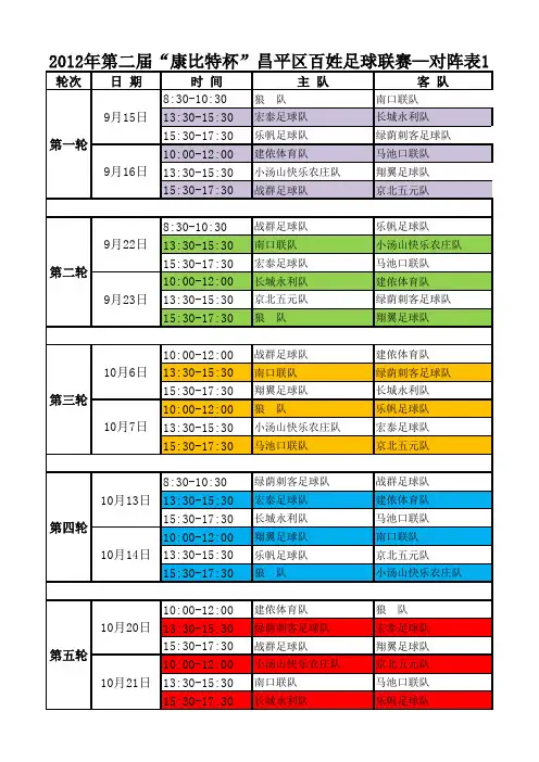 第二届联赛对阵表最新