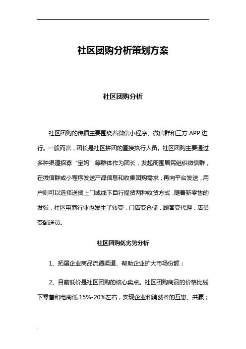 社区团购分析策划方案